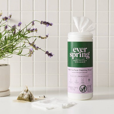 Lavender & Bergamot Multi Surface Cleaning Wipes - 35ct - Everspring