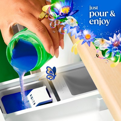 Gain Waterfall Delight Plus Liquid Laundry Detergents 75 Loads - 99oz: Cold Water Detergent, Spill-Resistant Lid