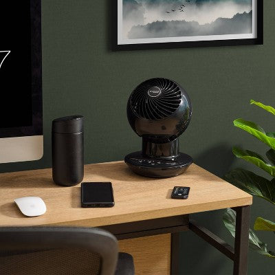 Woozoo Oscillating Air Circulator Fan with Remote Black: Portable Desk Fan, 3 Speeds, Adjustable Tilt, Indoor/Outdoor Use