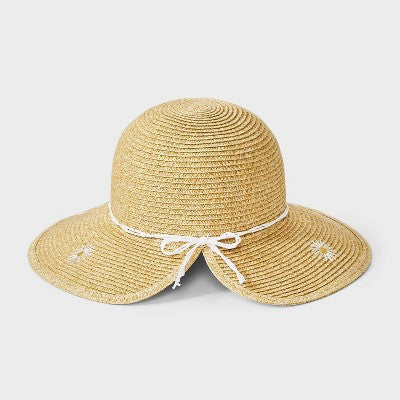 Toddler Girls' Daisy Straw Floppy Hat - Cat & Jack Heather Beige 2T-5T