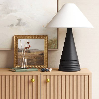 Ceramic Table Lamp with Tapered Shade Black - Threshold