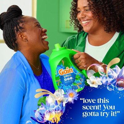 Gain Waterfall Delight Plus Liquid Laundry Detergents 75 Loads - 99oz: Cold Water Detergent, Spill-Resistant Lid