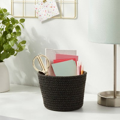 Decorative Coiled Rope Basket Black - Brightroom