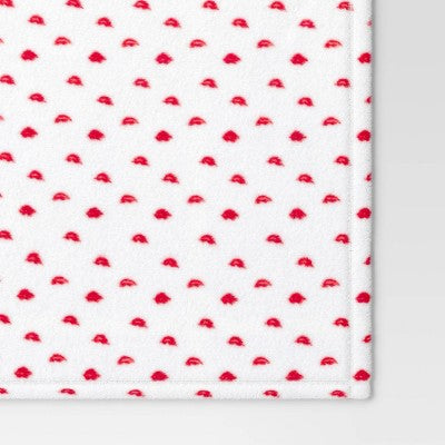 Recycled Poly Printed Lips Plush Throw Ivory/Red - Room Essentials
