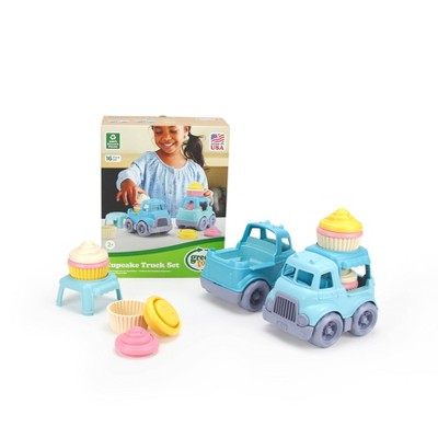 Green Toys Cupcake Trucks: Recycled Plastic Toy Set, Includes 16 Pieces