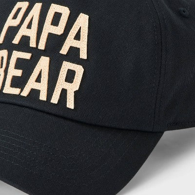 Men's 5 Panel Cotton Twill Papa Bear Baseball Hat - Goodfellow & Co Black
