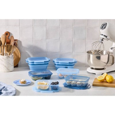 Ello Snap and Nest 10pc 3c divided Food Storage Container Set Blue