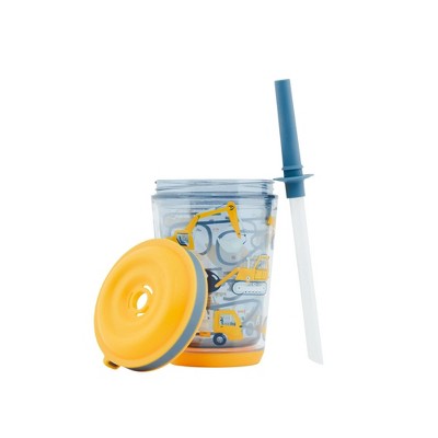 Reduce 12oz Cartwheel Construction Junction Straw Cup Gray