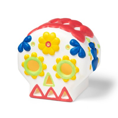 Dia de Muertos Craft Lit Ceramic Sugar Skull - Mondo Llama
