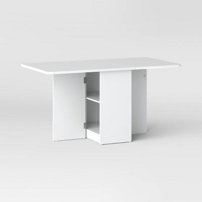 Drop Leaf Dining Table with Storage Shelves White - Room Essentials (LOCAL PICKUP ONLY)