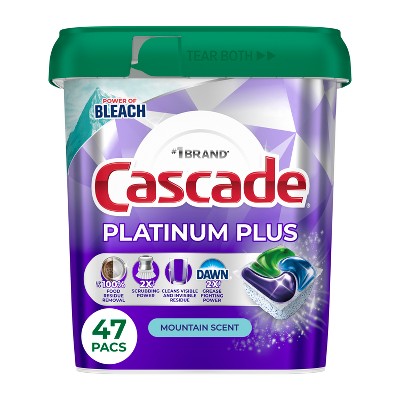 Cascade Platinum Plus Action Pacs Dishwasher Detergent - Mountain Scent - 47ct