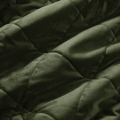 Brookstone Twin Heated Diamond Stitch Quilt Blanket Olive Green