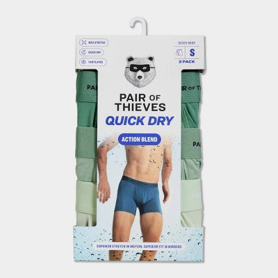 Pair of Thieves Men's Quick Dry Poly 3pk Boxer Briefs - Light Green XL