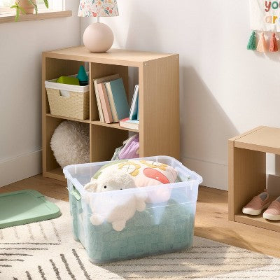 66qt Latching Storage Box Versatile Green Lid and Latch Clear - Brightroom (LOCAL PICKUP ONLY)