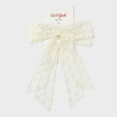 Girls' Heart Lace Bow Barrette - Cat & Jack Cream