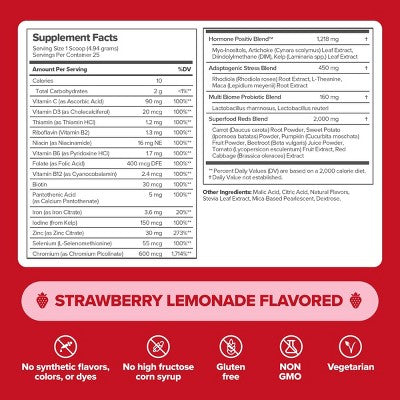 O Positiv FLO Endocrine Superfood Powder - Strawberry Lemonade - 4.39oz