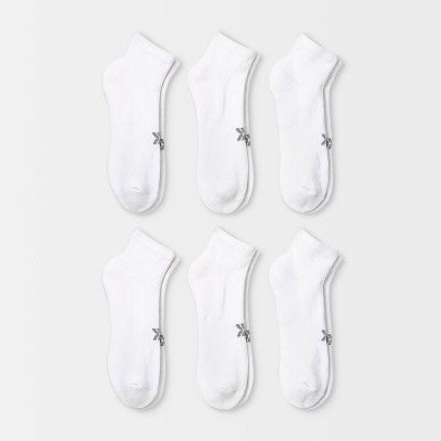 Women's Extended Size Cushioned 6pk Ankle Athletic Socks - All In Motion White 8-12