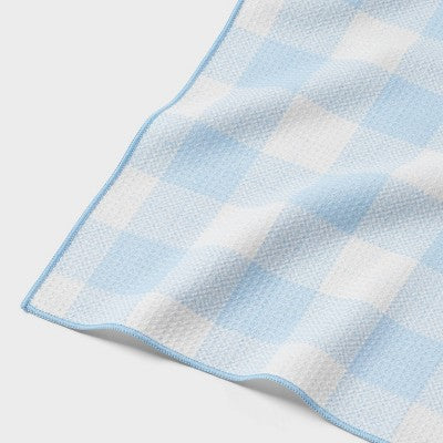 Quick Dry Reversible Checkered Hand Towel Blue - Room Essentials