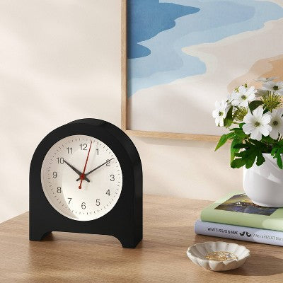 6" Arch Table Clock Black - Room Essentials