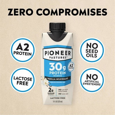 Pioneer Pastures High Protein Nutritional Milkshake - Vanilla - 44 fl oz/4pk
