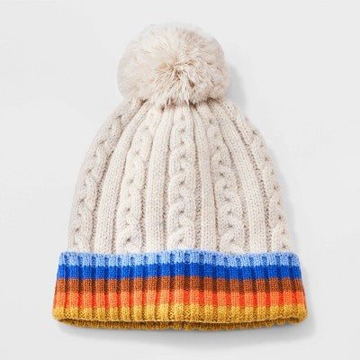 Toddler Boys' Cable Knit Striped Beanies - Cat & Jack 2T-5T