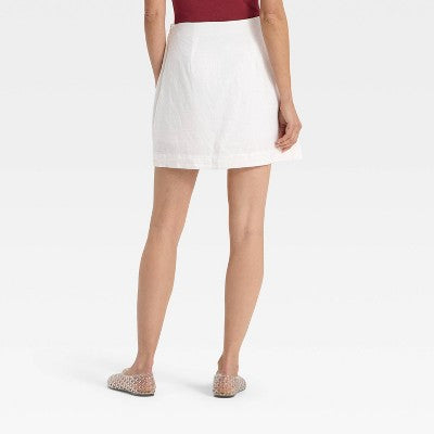 Women's Linen Blend Skort - A New Day White 6