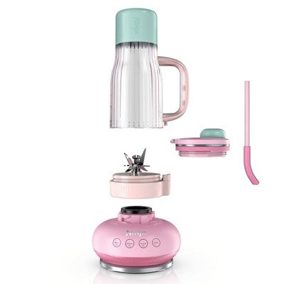 NinjaBlendBoss Tumbler Blender with 26oz Travel Tumbler, Detachable Straw & Chug Spout Lid Pink Peppercorn