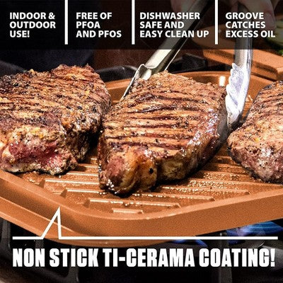 Gotham Steel Nonstick Double Grill and Griddle Reversible X-Large Pan