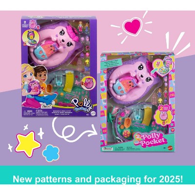 Polly Pocket Hedgehog Mom and Baby Purse Playset with 2 Dolls and 16 Accessories