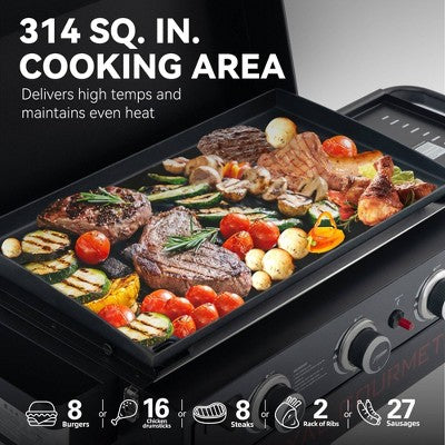 RoyalGourmet Portable 3-Burner Gas Griddle PD3001TG Black (LOCAL PICKUP ONLY)