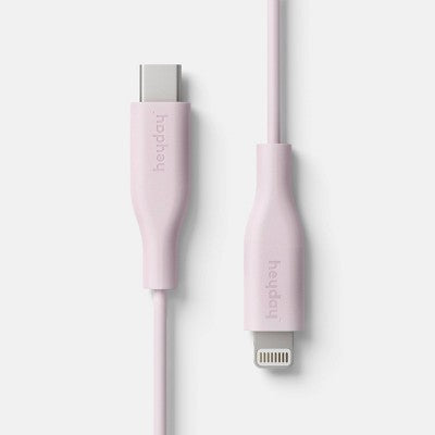 3' Lightning to USB-C Round Cable- heyday Light Pink: Male-to-Female Connectors