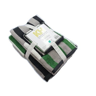 6pc Bath Towel Set Green/Gray/Black Striped - Kapoor Home