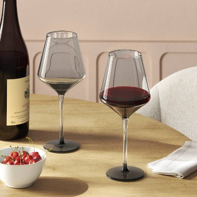 19.6oz Stemmed Wine Glass Gray - Threshold: Dishwasher-Safe, Lead-Free, Recycled Content, Cold Beverages