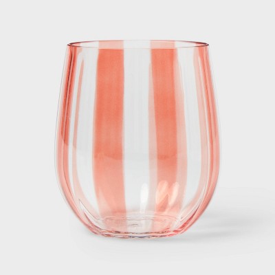 4pk 14 fl oz Striped Stemless Wine Glasses - Sun Squad