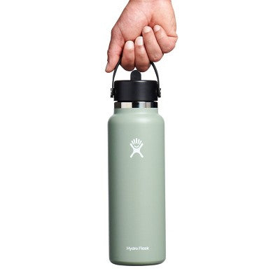 Hydro Flask 40oz Wide Mouth Flex Straw Bottle - Agave: Double-Wall, BPA-Free, Leakproof