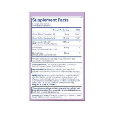 O Positiv MENO Menopause Vitamin Capsules for Women with Black Cohosh & Ashwagandha - 60ct