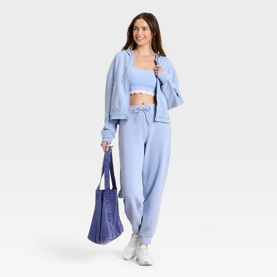 Women's French Terry Full Zip Hoodie Sweatshirt - JoyLab Periwinkle Blue XXL