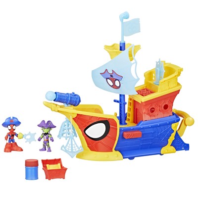 Marvel Spidey and his Amazing Friends Water-Webs Webs Ahoy Bubble Pirate Ship Toy, Christmas Gifts for Kids