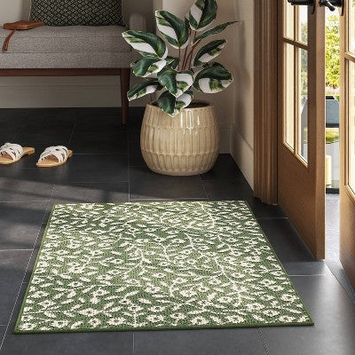 2'x3' Botanical Washable Accent Rug Fern Green - Threshold