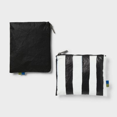 2pk Water Resistant Pouch Packing Bag - Open Story Black/White Stripe