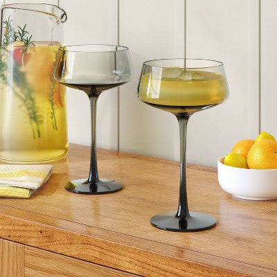 9.8oz Cocktail Coupe Glass Gray - Threshold: Hand Blown, Dishwasher-Safe, Recycled Content, Cold Beverages
