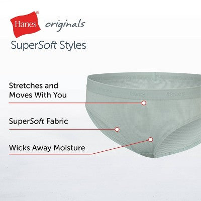 Hanes Originals Girls' 5pk SuperSoft Bikini Underwear 6