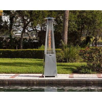 Fire Sense Pyramid Flame Patio Heater 40,000 BTU Outdoor Propane Heater Tower with Wheels - Stainless Steel (LOCAL PICKUP ONLY)