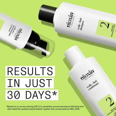 Nioxin System 2 Hair Thickening Natural & Untreated Hair Shampoo & Conditioner Kit - 3ct