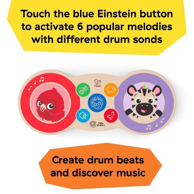 Baby Einstein Upbeat Tunes Magic Touch Wooden Drum Musical Toy: Volume Control, Shapes and Colors Learning