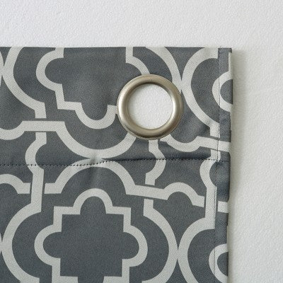40"x95" Sun Zero Blackout Barnett Trellis Grommet Curtain Panel Gray: Thermal Insulated, Noise Reducing, Energy Efficient