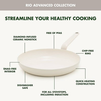 GreenPan Rio Advanced 10pc Ceramic Nonstick Cookware Set Cream