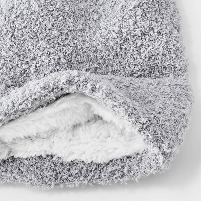 Girls' Fuzzy Knitted Beanie Hat - art class Gray