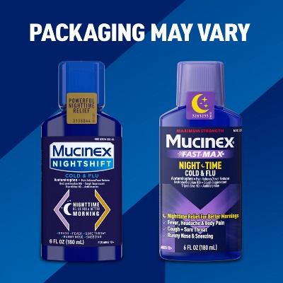 Mucinex Cold & Flu Medicine Nighttime - Liquid - 6 fl oz: Contains Antihistamine, 650mg Acetaminophen, Original Flavor