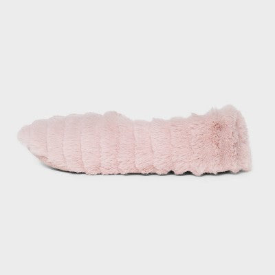 Women's Ribbed Faux Fur Cozy Pull-On Slipper Socks with Grippers - Auden Light Pink S/M
